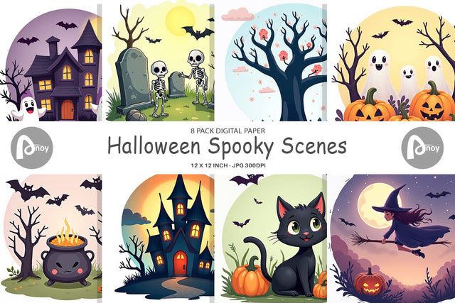 Digital Paper Spooky Scenes Digital Pattern artnoy 