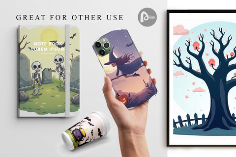 Digital Paper Spooky Scenes Digital Pattern artnoy 