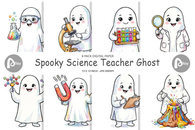 Digital Paper Spooky Science Teacher Ghost Sublimation artnoy 