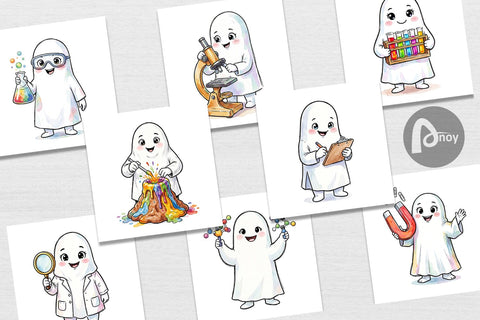 Digital Paper Spooky Science Teacher Ghost Sublimation artnoy 