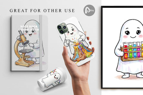 Digital Paper Spooky Science Teacher Ghost Sublimation artnoy 