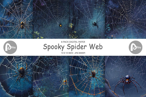 Digital Paper Spooky Spider Web Digital Pattern artnoy 