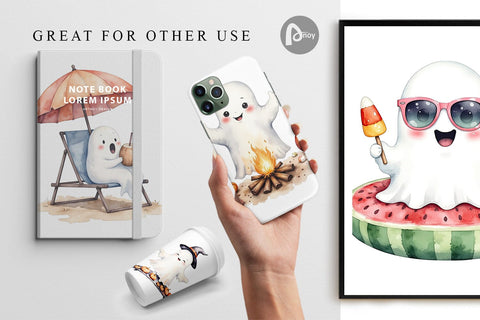 Digital Paper Spooky Summer Ghosts Digital Pattern artnoy 