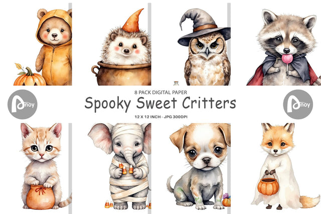 Digital Paper Spooky Sweet Critters Digital Pattern artnoy 