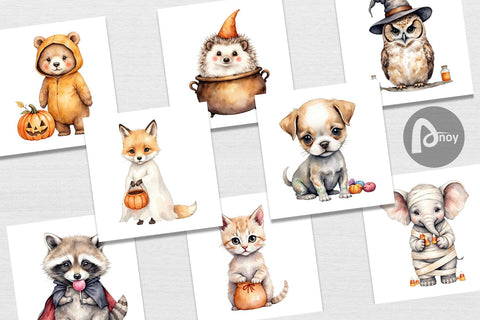 Digital Paper Spooky Sweet Critters Digital Pattern artnoy 