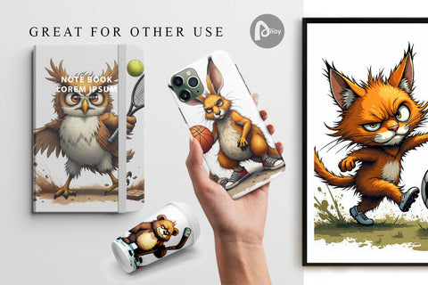 Digital Paper Sports Chaos Critters Digital Pattern artnoy 