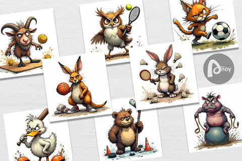 Digital Paper Sports Chaos Critters Digital Pattern artnoy 