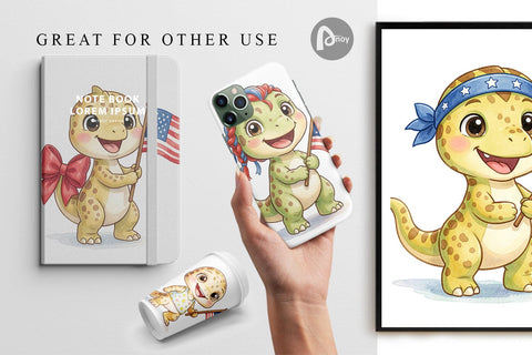 Digital Paper Spotted Patriotic Outfit Dino Digital Pattern artnoy 