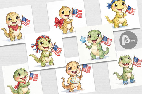Digital Paper Spotted Patriotic Outfit Dino Digital Pattern artnoy 