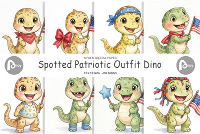 Digital Paper Spotted Patriotic Outfit Dino Digital Pattern artnoy 