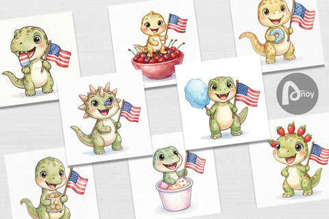 Digital Paper Spotted Summer Treats Dino Watercolor Digital Pattern artnoy 