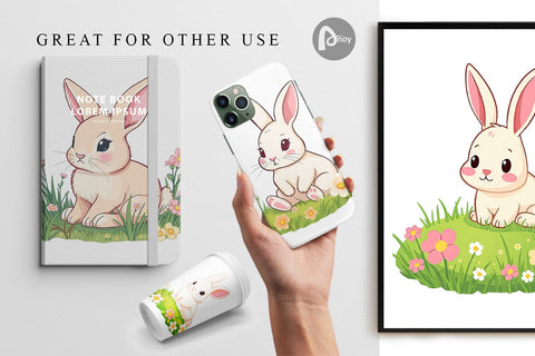 Digital Paper Spring Bunny Digital Pattern artnoy 