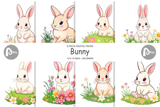 Digital Paper Spring Bunny Digital Pattern artnoy 