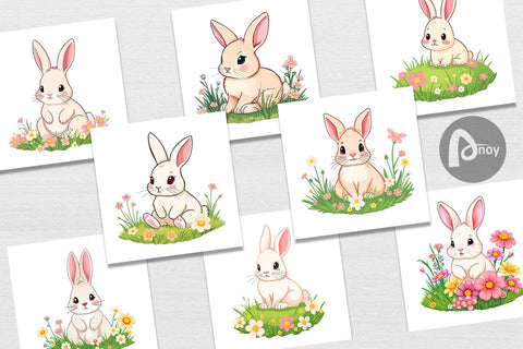 Digital Paper Spring Bunny Digital Pattern artnoy 