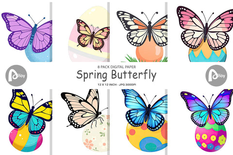 Digital Paper Spring Butterfly Digital Pattern artnoy 