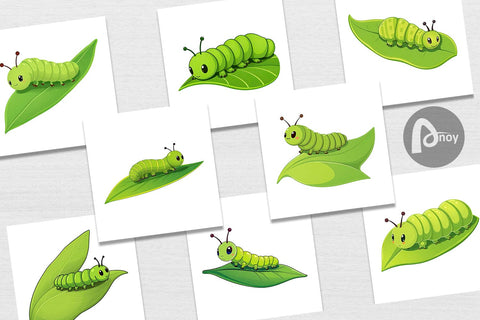 Digital Paper Spring Caterpillar Digital Pattern artnoy 