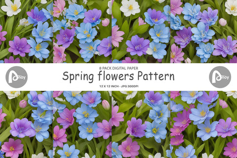 Digital Paper Spring flowers Pattern Digital Pattern artnoy 