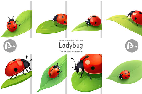 Digital Paper Spring Ladybug Digital Pattern artnoy 