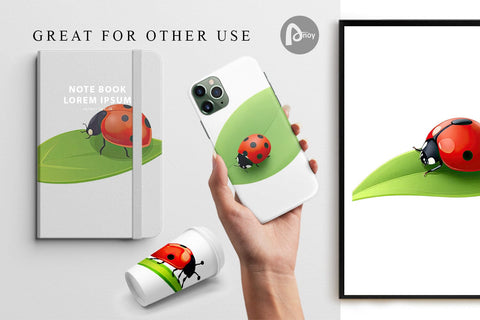 Digital Paper Spring Ladybug Digital Pattern artnoy 