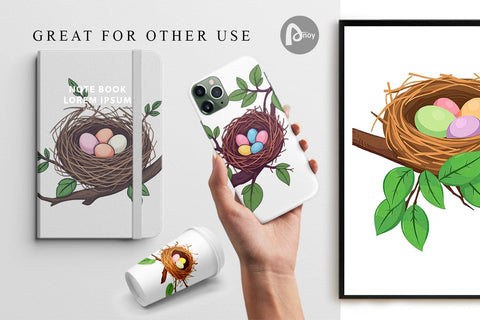 Digital Paper Spring Nest Digital Pattern artnoy 