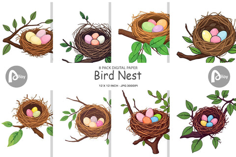 Digital Paper Spring Nest Digital Pattern artnoy 