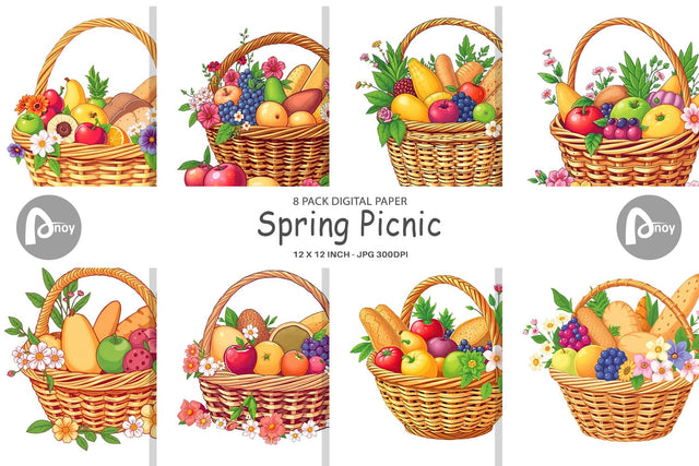 Digital Paper Spring Picnic Digital Pattern artnoy 