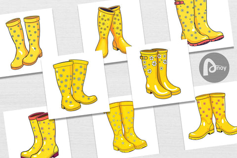 Digital Paper Spring Rain Boot Digital Pattern artnoy 