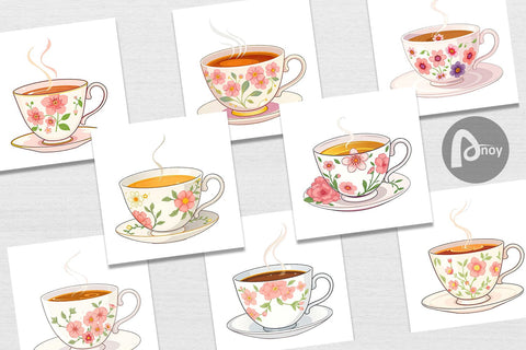 Digital Paper Spring Tea Digital Pattern artnoy 