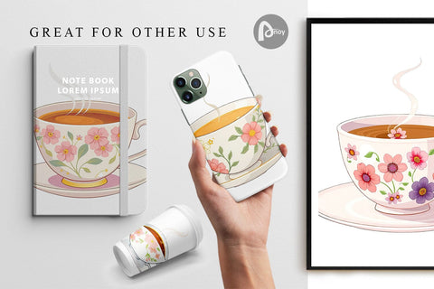 Digital Paper Spring Tea Digital Pattern artnoy 