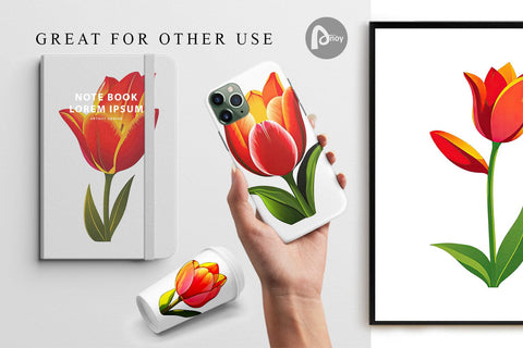 Digital Paper Spring Tulip Digital Pattern artnoy 