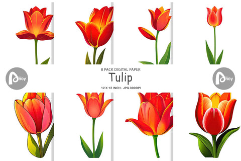 Digital Paper Spring Tulip Digital Pattern artnoy 