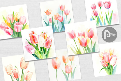 Digital Paper Spring Tulips Digital Pattern artnoy 