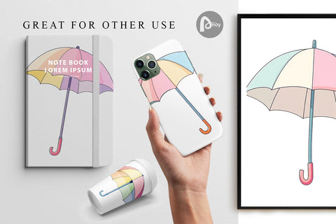 Digital Paper Spring Umbrella Digital Pattern artnoy 