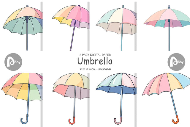 Digital Paper Spring Umbrella Digital Pattern artnoy 