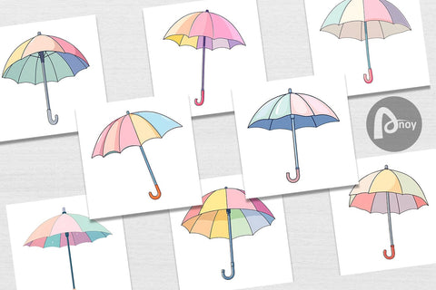 Digital Paper Spring Umbrella Digital Pattern artnoy 