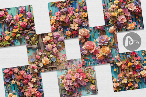 Digital Paper Spring Wooden Fence Digital Pattern artnoy 