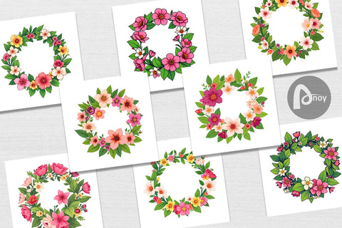 Digital Paper Spring Wreath Digital Pattern artnoy 