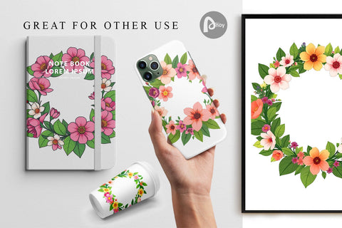 Digital Paper Spring Wreath Digital Pattern artnoy 