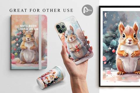 Digital Paper Squirrel Christmas Digital Pattern artnoy 