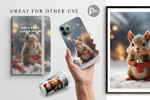 Digital Paper Squirrel Christmas Digital Pattern artnoy 