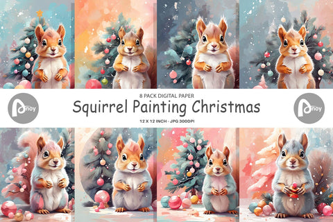 Digital Paper Squirrel Christmas Digital Pattern artnoy 