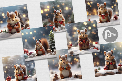 Digital Paper Squirrel Christmas Digital Pattern artnoy 