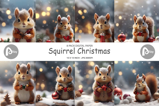 Digital Paper Squirrel Christmas Digital Pattern artnoy 