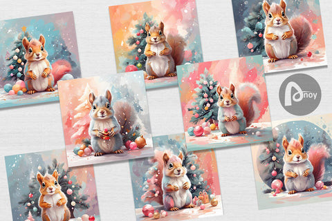 Digital Paper Squirrel Christmas Digital Pattern artnoy 