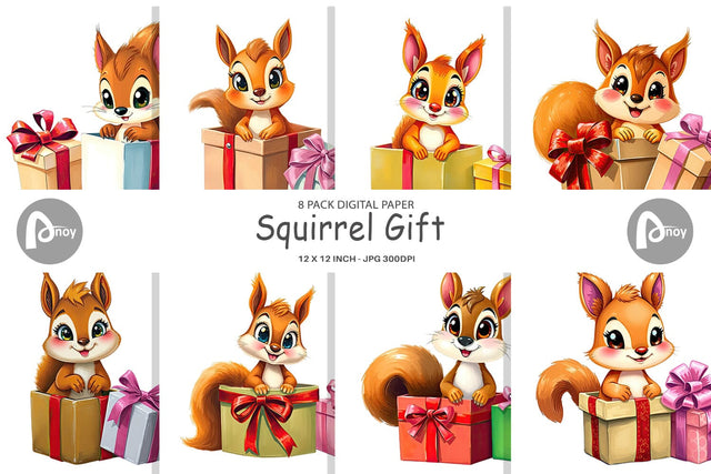 Digital Paper Squirrel Gift Digital Pattern artnoy 