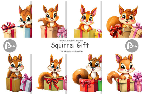 Digital Paper Squirrel Gift Digital Pattern artnoy 