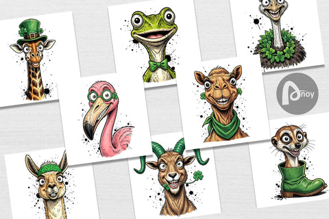 Digital Paper St Paddys Animal Charms Sublimation artnoy 