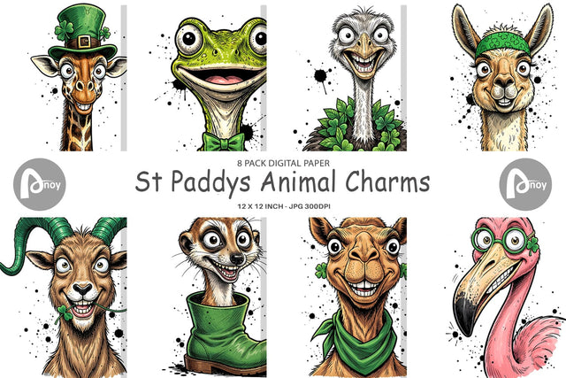 Digital Paper St Paddys Animal Charms Sublimation artnoy 