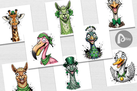 Digital Paper St Paddys Animal Party Art Sublimation artnoy 
