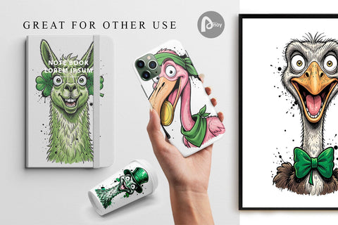 Digital Paper St Paddys Animal Party Art Sublimation artnoy 